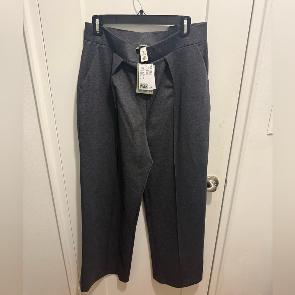 H&M Dark Gray High-Waist Tailored Trousers